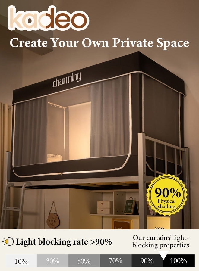 kadeo Dorm Bunk Bed Curtains, Breathable Single Sleeper Bed Canopy Tents, Blackout Bed Tent Curtain with Mosquito Net and Bracket, Unisex Student Sleep Privacy Protection190*90*110CM - Image 3